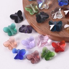10pcs 14mm Butterfly Shape Faceted Crystal Glass Loose Beads For Jewelry Making