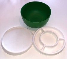Tupperware 2er-Set Ergonomic Servier - Schüssel  Grün mit Party- / Snack - Ring