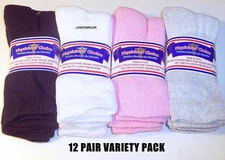 12 Pairs Womens Physicians Choice VENTILATED Diabetic Crew Socks VARIETY US Made