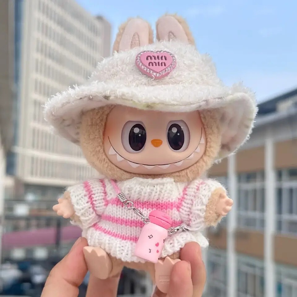 Fashion Hat and Cup Accessories for 17cm Labubu Doll Outfit-image