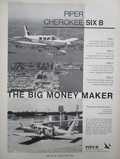 2/1969 PUB PIPER AIRCRAFT AVION CHEROKEE SIX B FLUGZEUG ORIGINAL AD