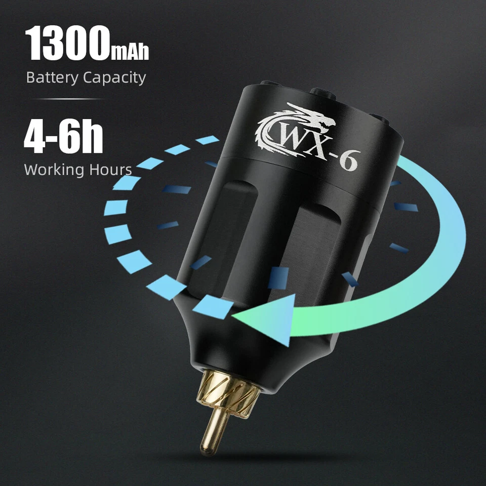 Wireless Tattoo Power Supply 1300mAh Digital LCD RCA Pen Rechargable Battery - Image 3 of 4