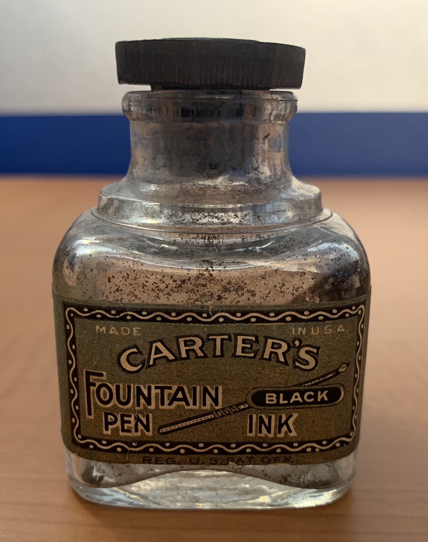 Vintage Carter’s Fountain Pen Ink Bottle With Carter Products Cork
