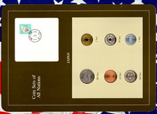 Coin Sets of All Nations Japan UNC 1,5,10,500 Yen 1989 100,50 Yen 1988