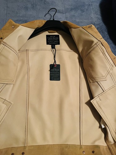 NWT Lucky Brand Mens Tan Suede Leather Jacket, Retail $500 - Picture 18 of 22