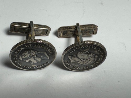 1942 British Half Penny Sterling Cuff Links - Picture 5 of 7