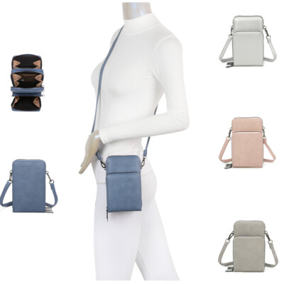 Mini kleine Damen Kunstleder Schulter Handy Essential Tasche 3 Fächer