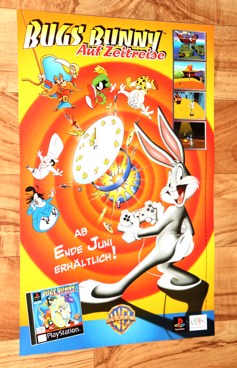 Bugs Bunny Lost in Time PC Windows PS1 Vintage Very Rare Poster