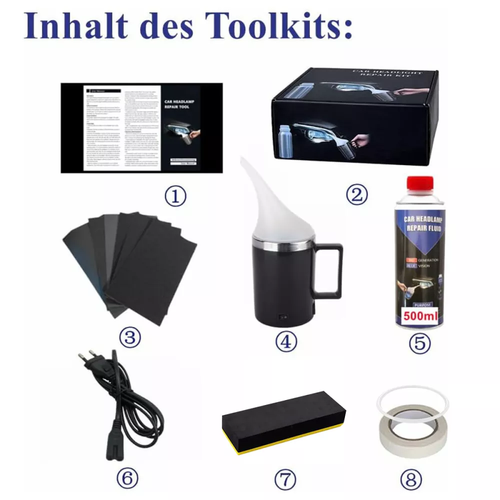 Kit Lucidatura Polimero Pulizia Rinnova Fari Elimina Graffi Fanali Auto 500ml - Foto 5 di 15