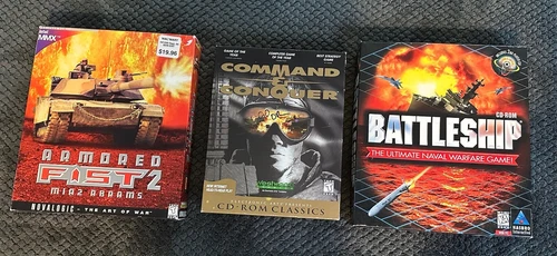 Lot of 3 BIG BOX PC Video Games-COMMAND & CONQUER /Armored Fist 2/Battleship