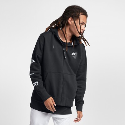 nike air zip through hoodie in black
