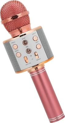Microphone à Main, Haut-Parleur de Karaoké Bluetooth sans Fil Portable (or rose) - Photo 1/4