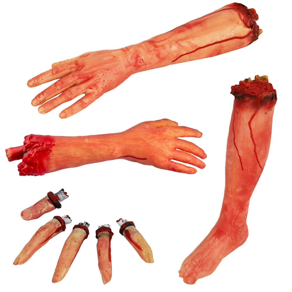HALLOWEEN LIFE SIZE SEVERED BODY PARTS PROP BLOODY FAKE ARM LEG FOOT  FINGERS | eBay