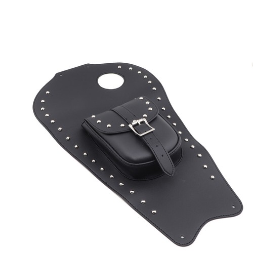 For Honda Shadow VT1100C C1 1987-1996 Black PU Leather Tank Cap Panel Cover Bag - Picture 2 of 9