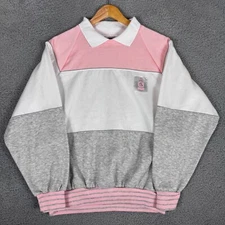 Vintage MOD Gitano 90's Sweatshirt Women's Large Colorblock Collard Preppy