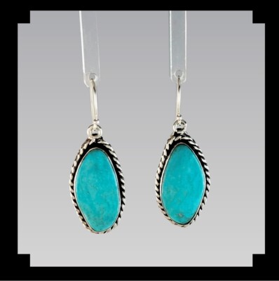 Handcrafted Sterling and Kingman Turquoise Earrings
