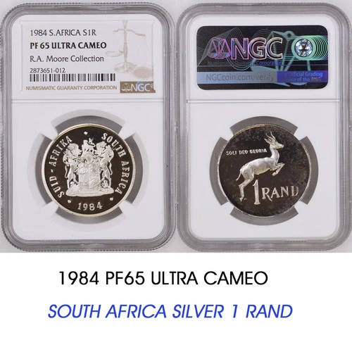 1984 South Africa SILVER 1 RAND  NGC PF65 ULTRA CAMEO PROOF  R1