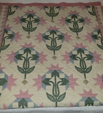 Vintage Pink Floral Quilt 40 X 80"