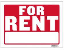 3 Pcs 9 x 12 Inch Red  White Flexible Plastic " For Rent " Sign