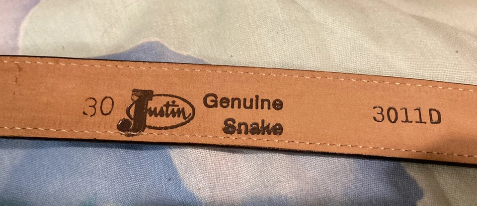EUC 80s VTG Snakeskin Belt PURPLE German Silver JUSTIN Size 30 SOUTHWEST RODEO - Image 2 of 4