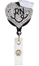 Bling White Nurse Badge Reel, 24'' Retractable Badge Holder with Swivel Alligato
