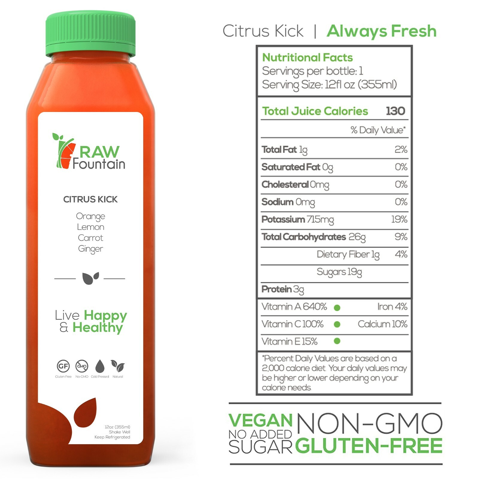 RAW Fountain Juice Cleanse Detox Cold Pressed, Fresh, All Natural 3 5 7