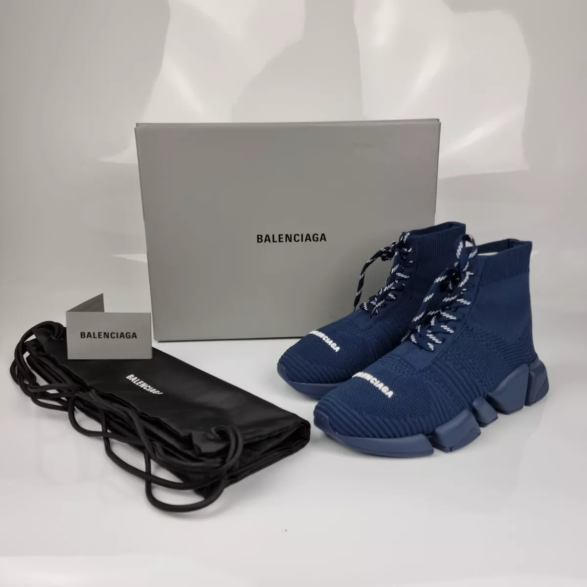 Balenciaga speed trainer navy blue discount