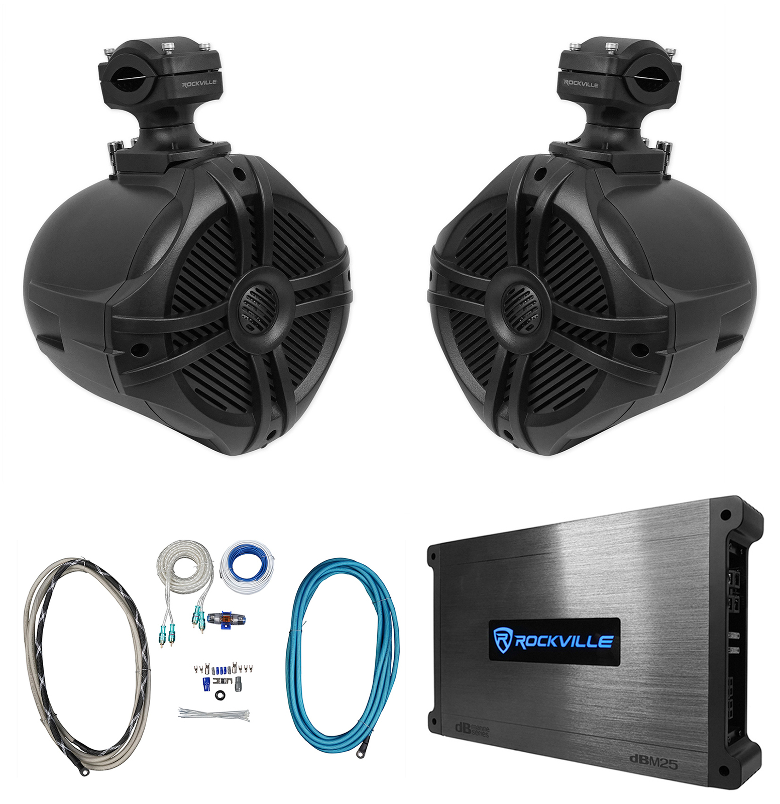 2 Колонки Rockville RWB70B 65 Black мощностью 250 Вт для морского вейкборда усилитель 40090₽