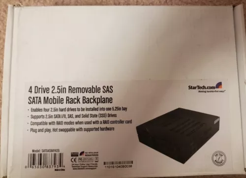 4 Drive 2.5in Removable SAS SATA Mobile Rack Backplane NEW OPEN BOX