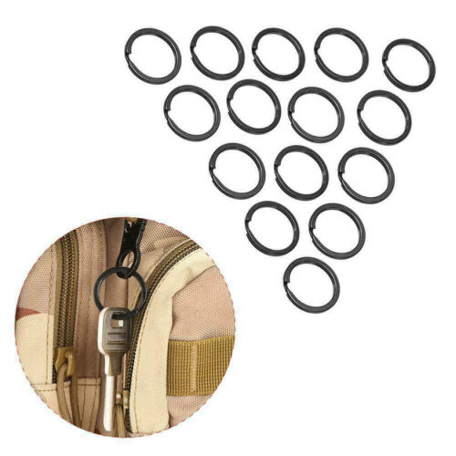 Strong Steel Split Key Ring- Black Metal Loop Flat Holder Chain-Key - 第 1/1 張圖片
