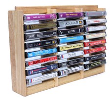 Support en bois Rangement Classeur pour 24 cassettes Audio  (Réf#B-029)