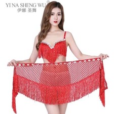 Belly Dance Costumes Sequins Tassel Performance Hip Scarf for India Hollow Out