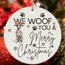 Merry Christmas Greyhound Dog Woof Xmas Lover Ornament Gift Tree Decor Hanging