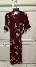 Lulus September Sunsets Burgundy Floral Wrap Maxi Dress NWT Women’s Size Medium