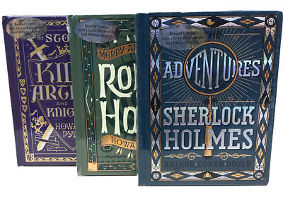  KING ARTHUR, ROBIN HOOD, SHERLOCK HOLMES LeatherBound Child s Classics NEW
