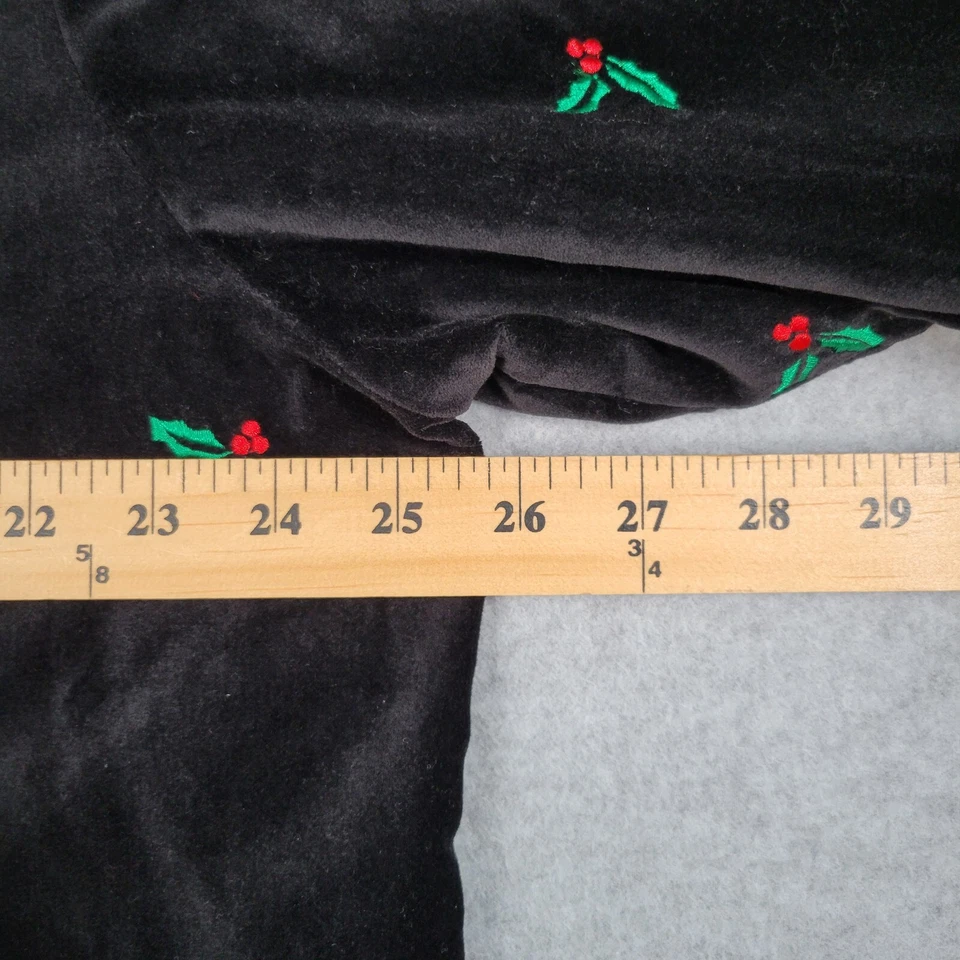 HSN Quaker Factory Jacket Women 1X Black Velvet Mistletoe Rhinestone Embroidered - Image 4 of 4