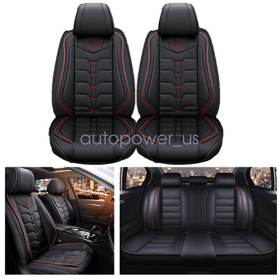 Cover Leather Black Red stitch For Honda Accord/Civic Full 5PCS