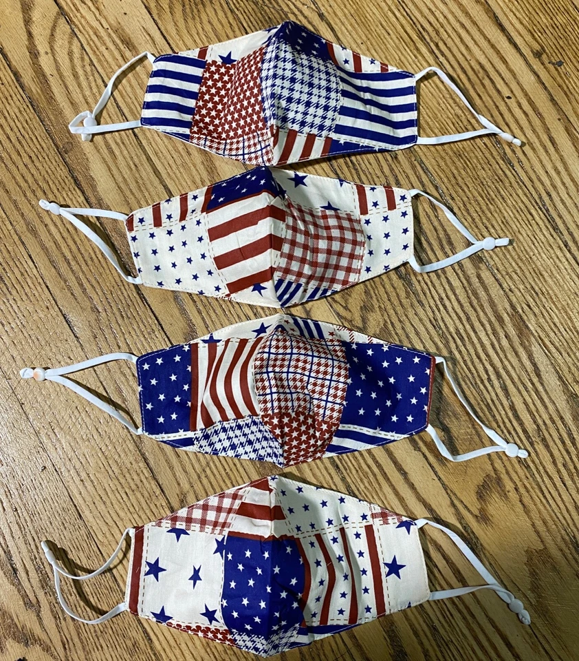 FACE MASK DOUBLE LAYER FABRIC FASHION MASKS WASHABLE REUSABLE 4 PACK Cotton - Image 2 of 2