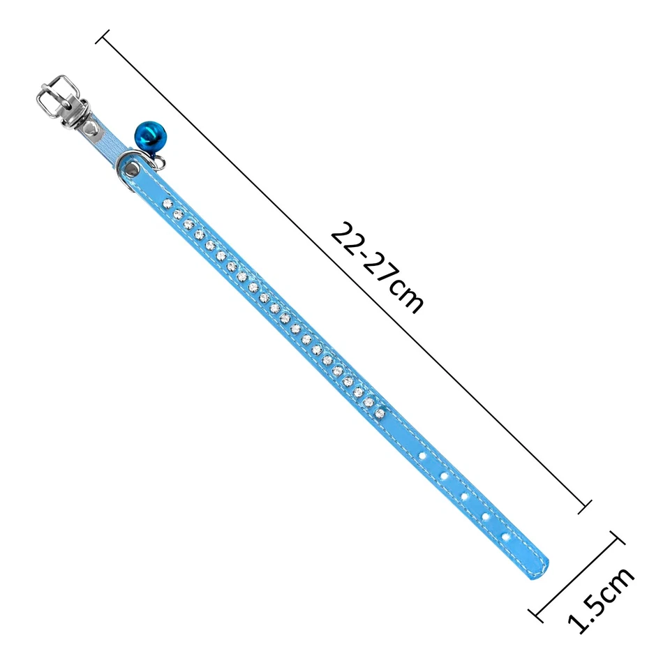 Colar de fivela ajustável para gatinho com sino de diamantes de segurança para animais de estimação 4 cores extravagantes - Imagem 2 de 2