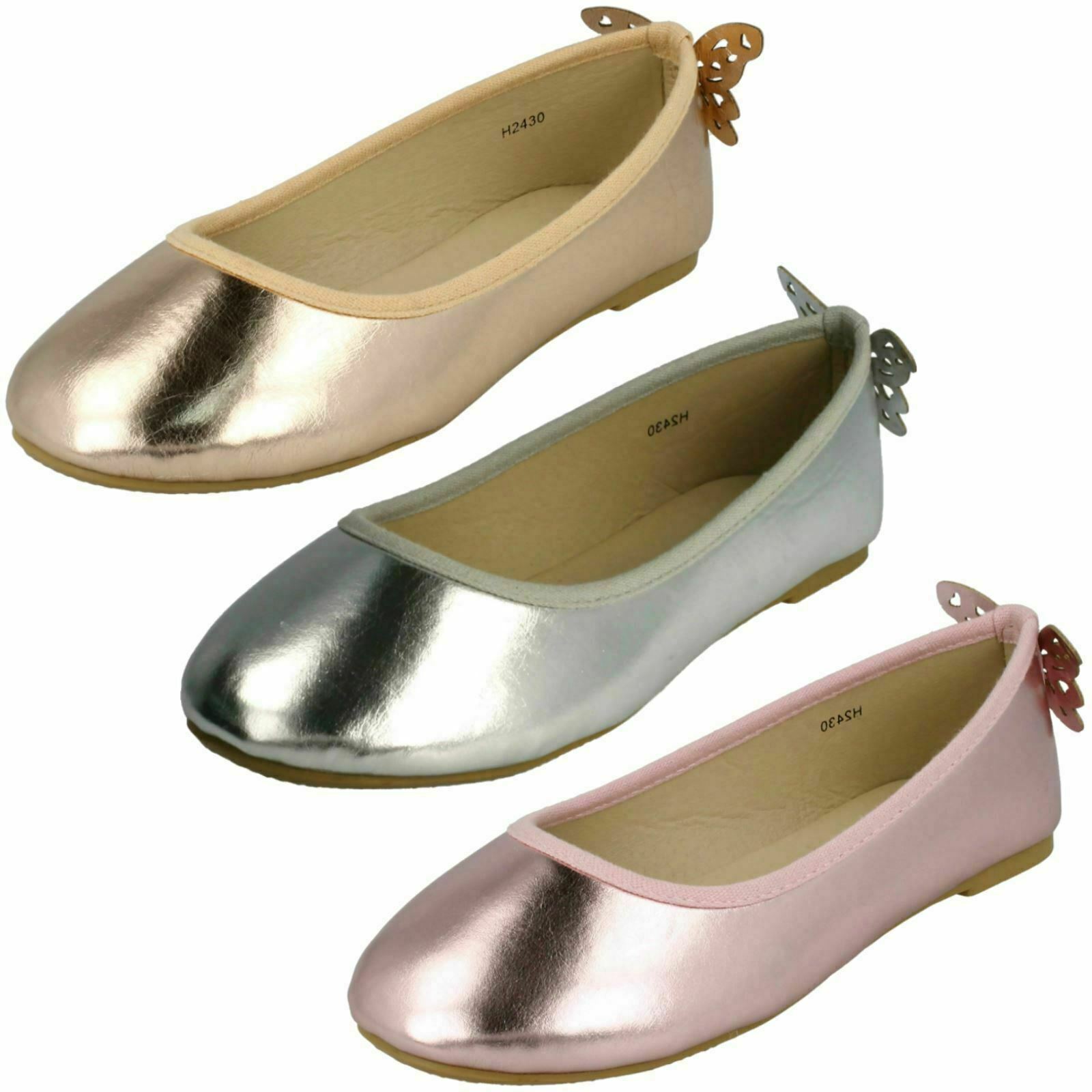 Niña Spot On! 'H2430' Metálico Sintético Mariposa Recortar Bailarinas