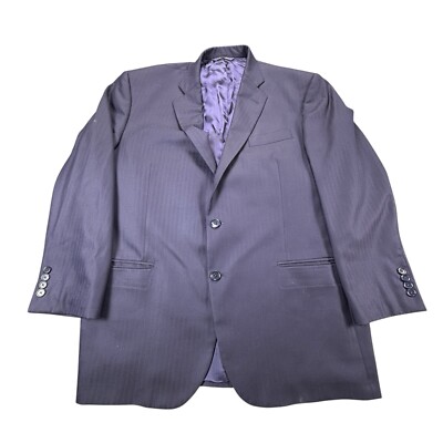 Brooks Brothers Blazer Mens 46R Blue Herringbone Wool Saxxon 2 Button Sport Coat