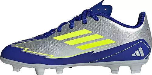 ADIDAS F50 CLUB FG/MG MESSI YOUTH SOCCER CLEATS SILVER/ BLUE COLOR