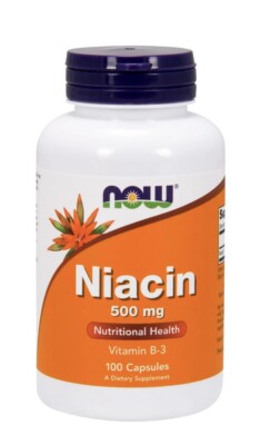 NOW Foods NIACIN 500 mg 100 Caps, VITAMIN B-3, Essential B-Group Vitamins