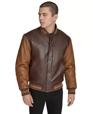 Champion Men's Faux Leather Varsity Jacket   Medium, Brown (BRAND NEW!)