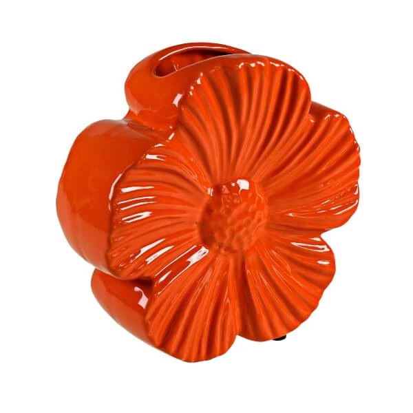 Vase Fiore Naranja De Cerámica 24,5 Cm Para Interior Exterior 3D Flor - Imagen 1 de 4