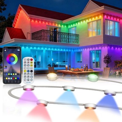 100FT Permanent Outdoor Lights 60LEDs RGB LED Eave Light With APP Remote Control