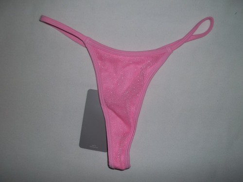 Culotte string coupe haute devant pailleté Missguided XS rose neuf avec étiquette - Photo 1/2