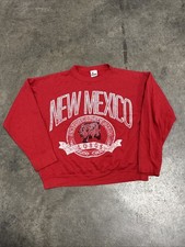 Vintage University Of New Mexico Lobos Red Sweatshirt Silver Size Large