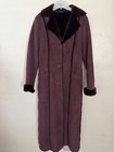 Vintage Women's Purple Long Overcoat Collared Button Pockets Faux Fur Lined — photo 2