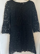 Lulus dress women’s size large black Made with Love crochet floral sleeve zip